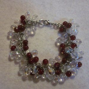 Clear & Cranberry Bracelet